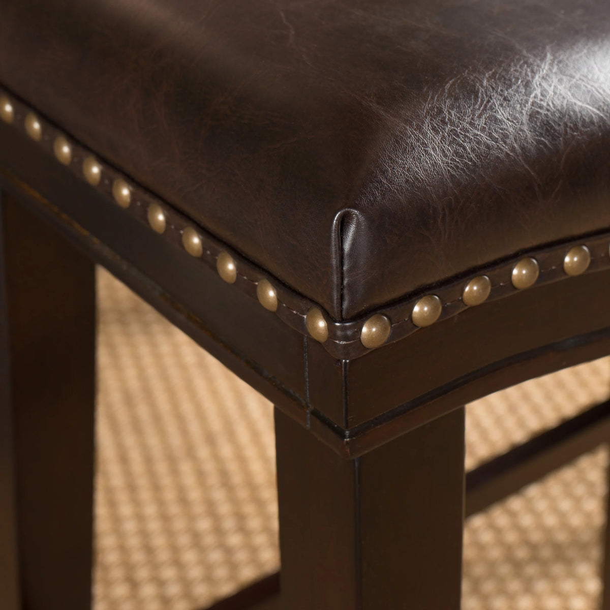 Brown Leather Saddle Stool Set of 2 W95724