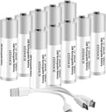 10 Pack Rechargeable AA Lithium Batteries with 4 in 1 USB Charging Cable C599405