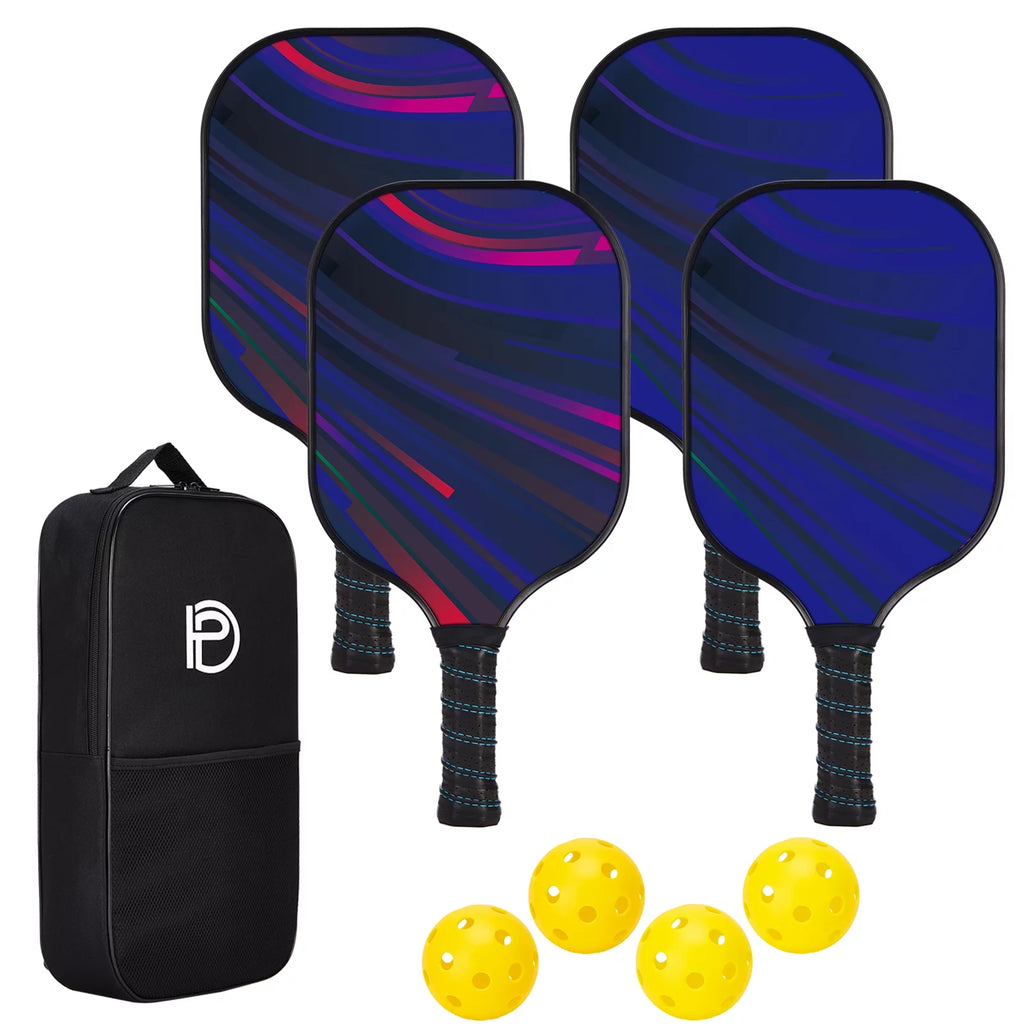 Wood Pickleball Paddles Set of 4 with Mesh Bag O76595