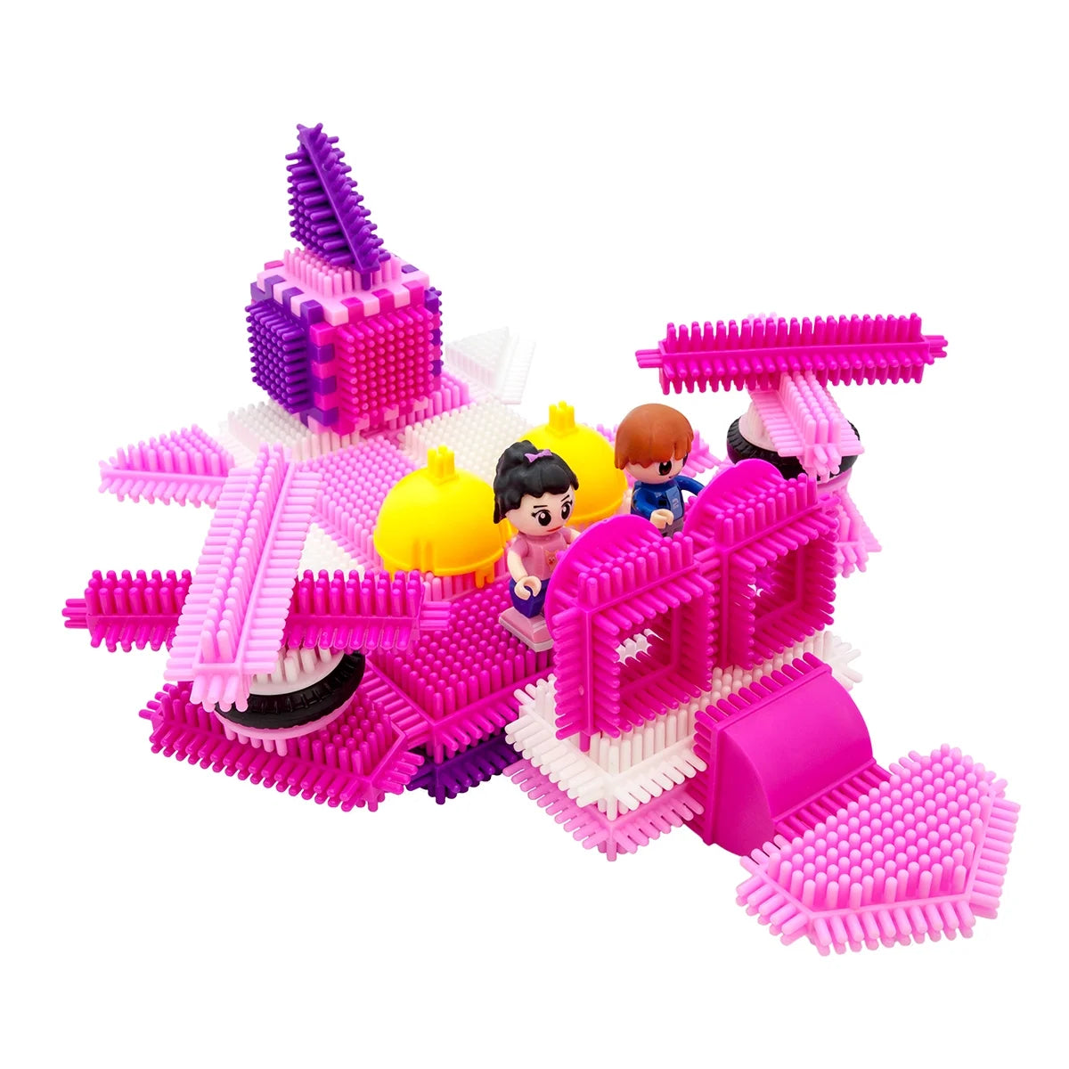 106pcs Hedgehog Building Blocks Tiles Castle Theme Set with Human Figures STEM Toy Kit, Pink S42651