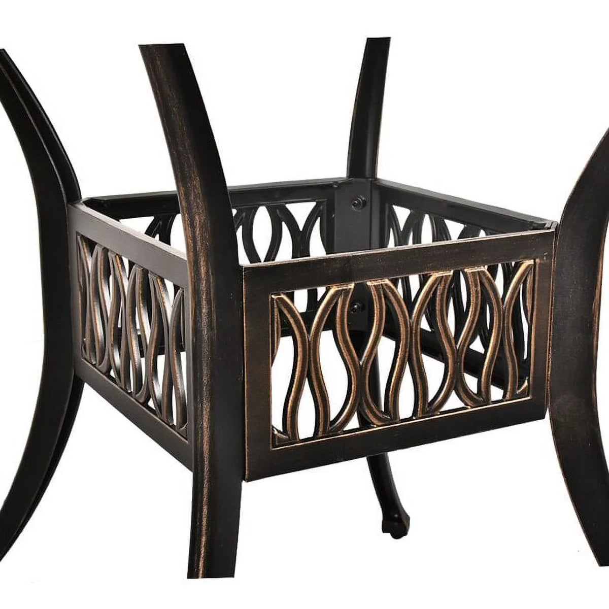 35.4" Diameter Cast Aluminum Round Patio Dining Table with Umbrella Hole I49809