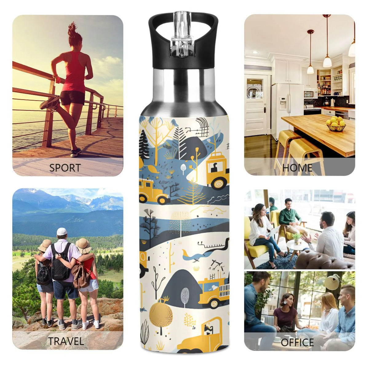 Stainless Steel Insulated Water Bottle with Straw Lid S8976