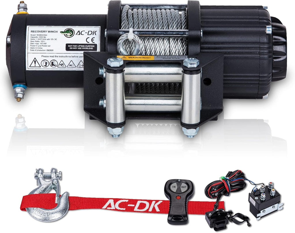 4500 lb Electric Steel Rope ATV Winch Kit, 12V, IP67 Waterproof S455378