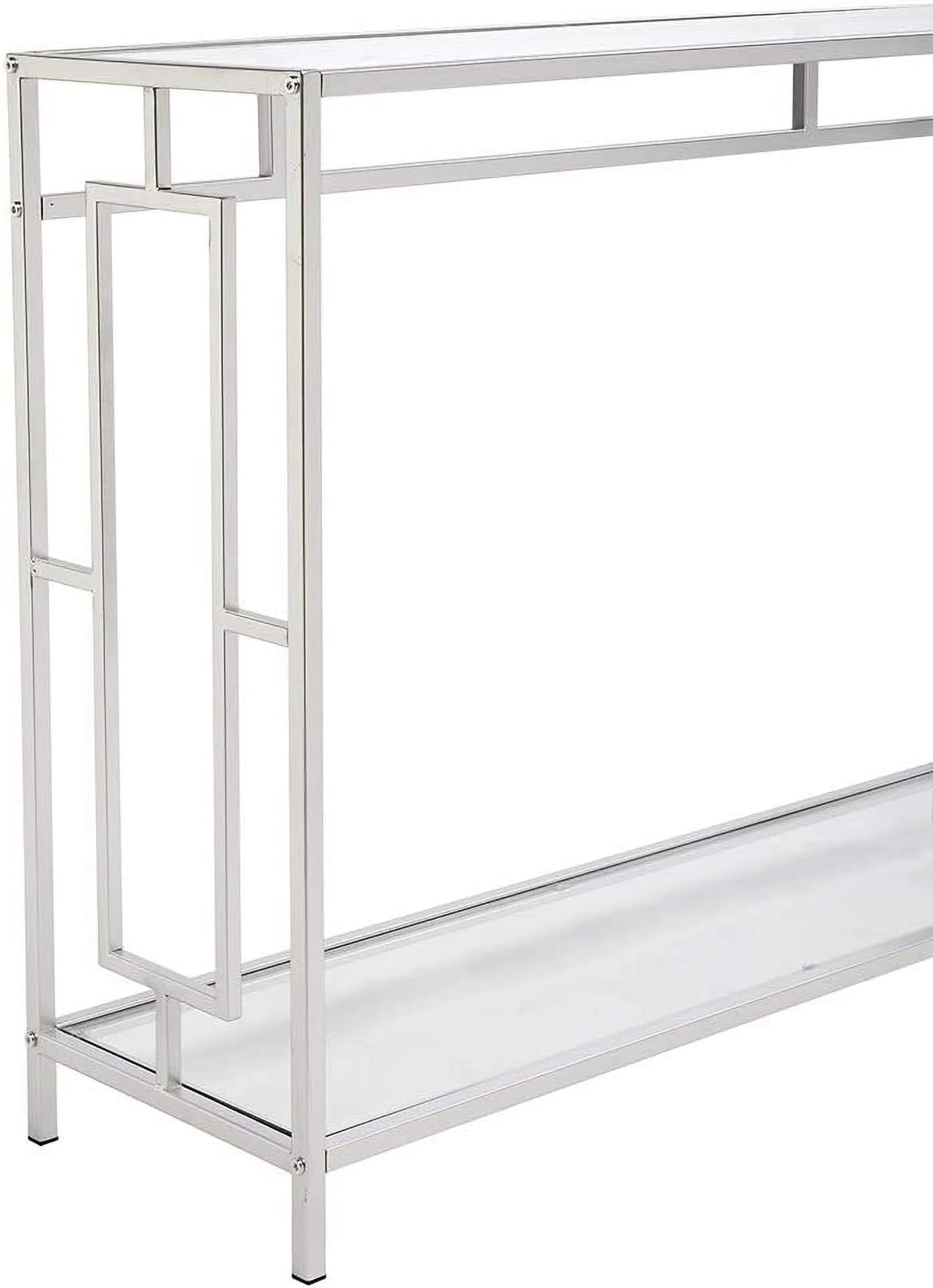 2-Tier Glass Console Table with Tempered Glass Top and Metal Frame E933772