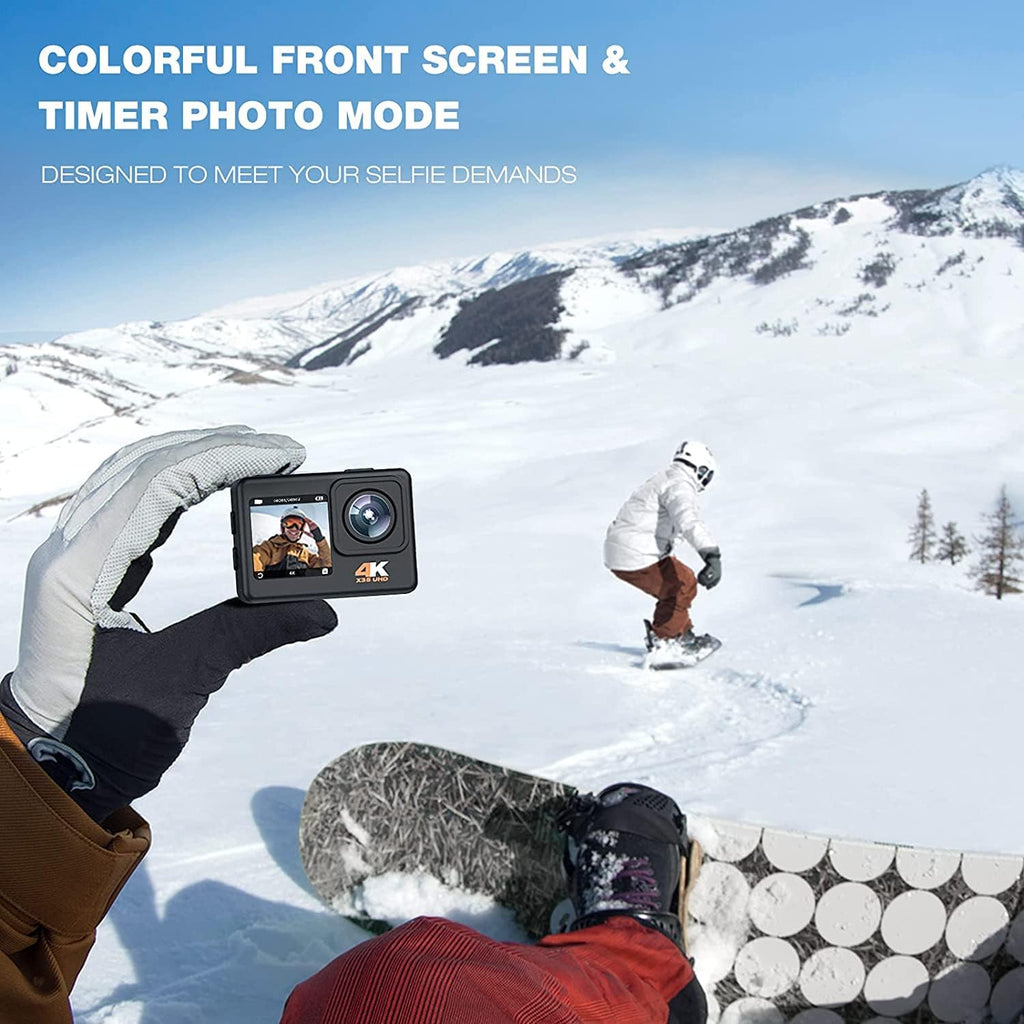 4K 20MP Waterproof Action Camera with Dual Screen and 2 Batteries J225860