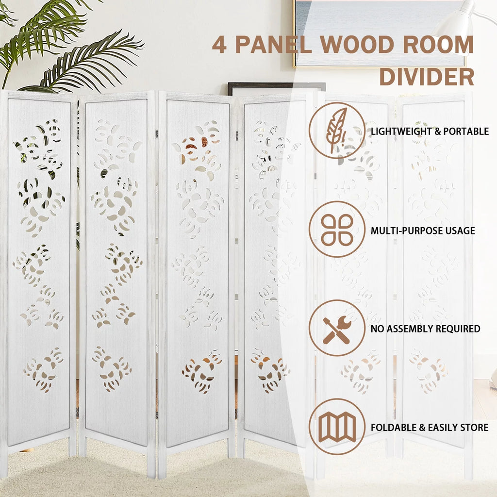 6 Panel Wooden Folding Room Divider Z415380