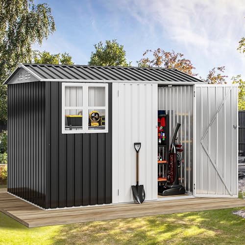 6x4ft Dark Gray Metal Storage Shed E4312