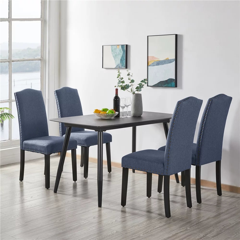 Fabric Upholstered Dining Chair Set of 2 Blue H860047