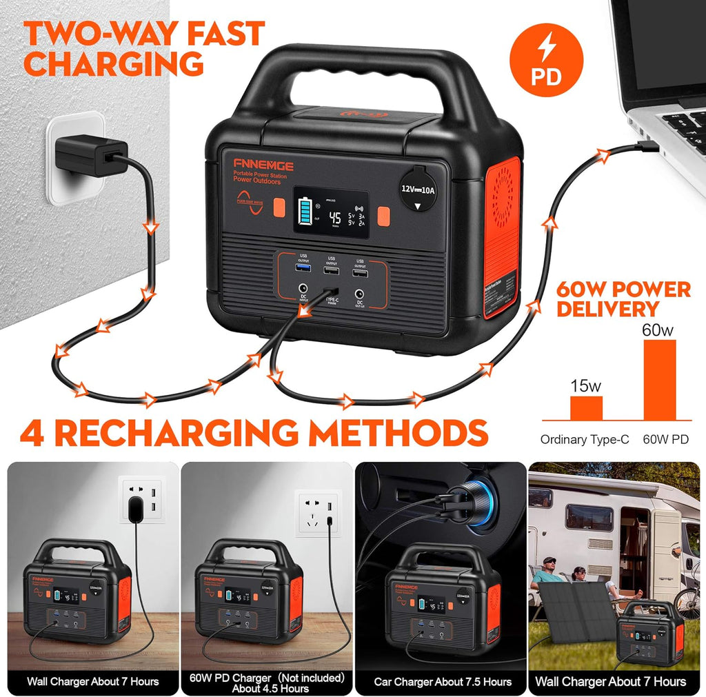 300W Portable Power Station, 266Wh Solar Generator, 72000mAh 60W PD Power Bank with Dual 110V AC Outlets C669