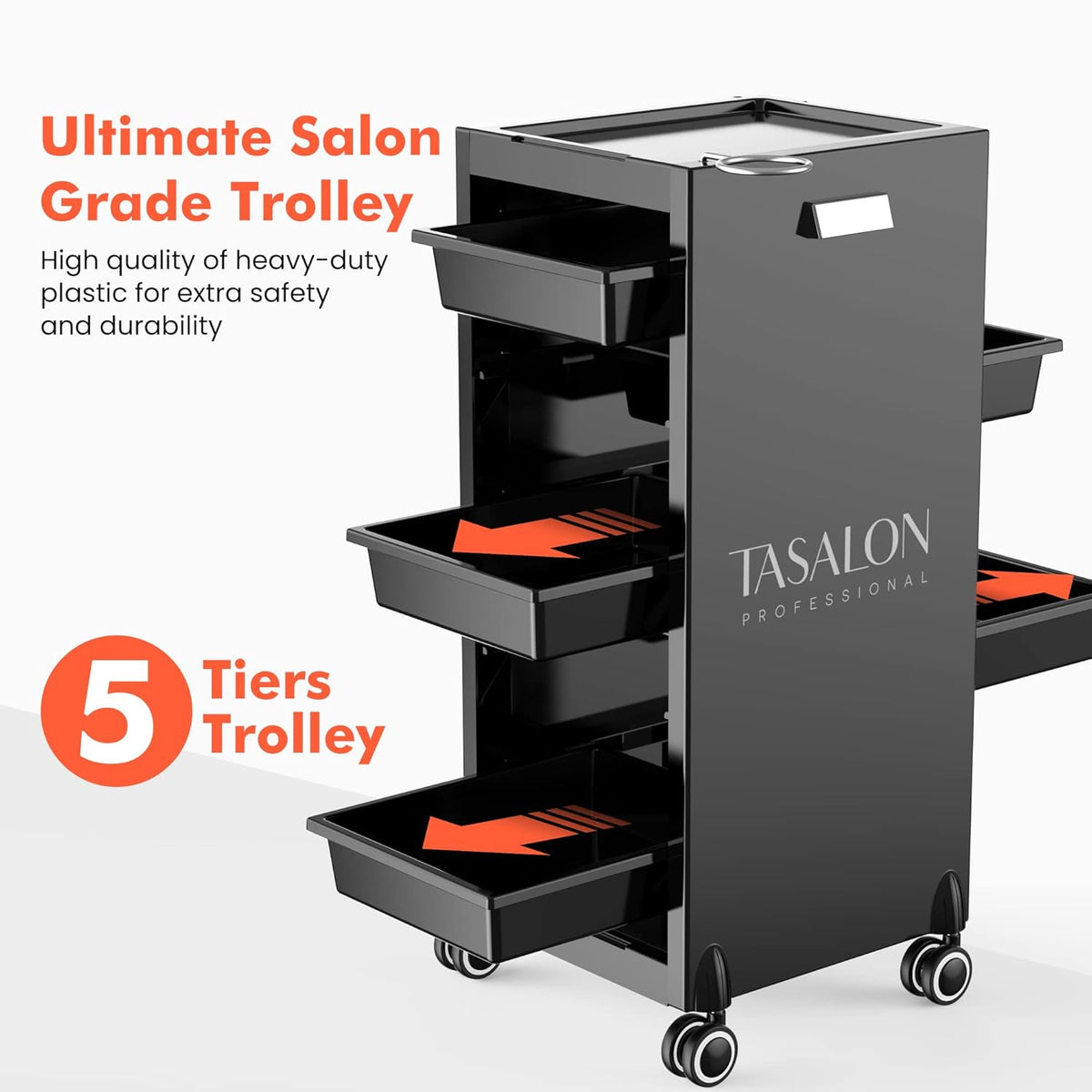Salon Trolley Cart with 5 Trays T6292