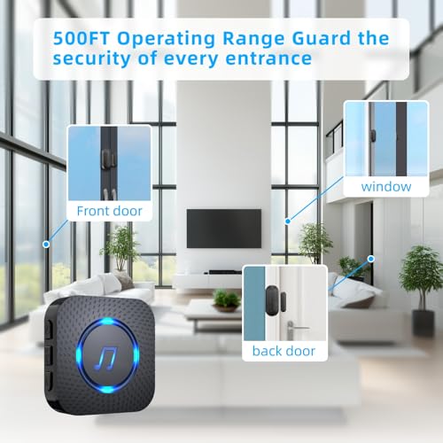 Wireless Door Sensor Chime 500 FT Range 26 Chimes 2 Sensors 1 Receiver B57251