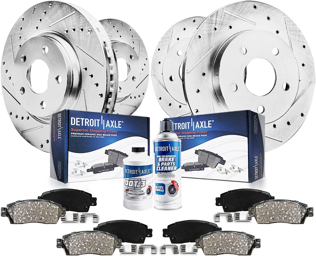 10.83" Front & Rear Drilled Slotted Rotors + Brake Pads 10pc Set R591546