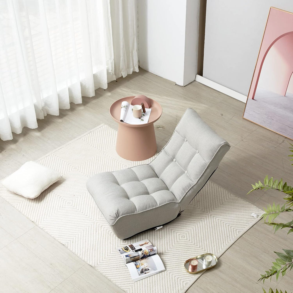 Grey Adjustable Floor Chaise Lounge Chair R71658