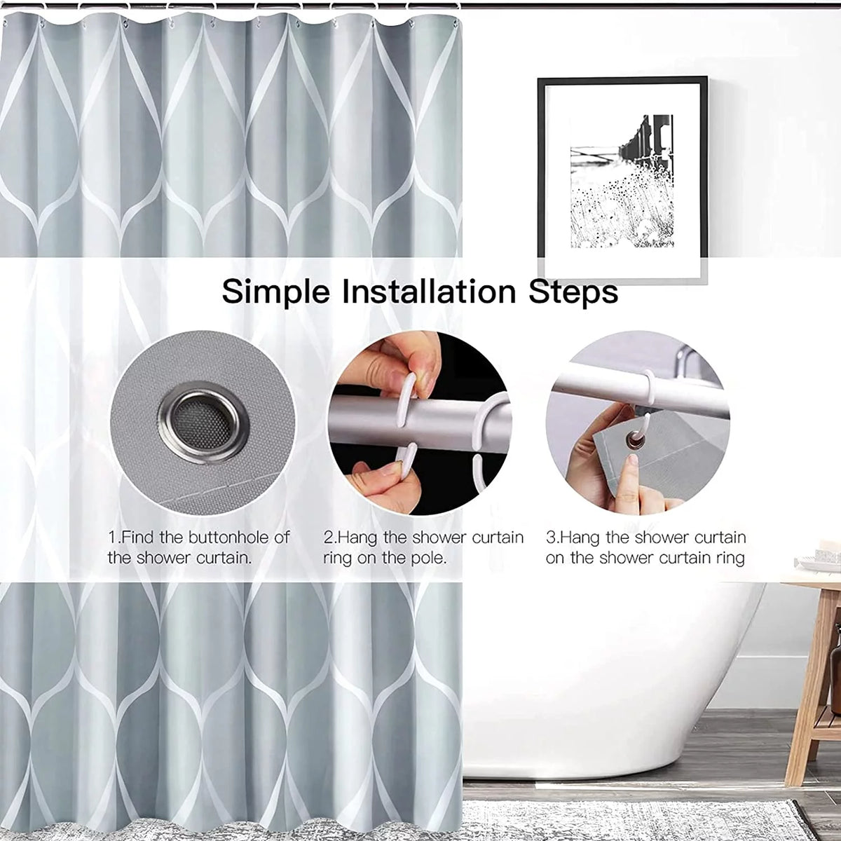 Watercolor Ombre Blue Shower Curtain 66x72 inch D389