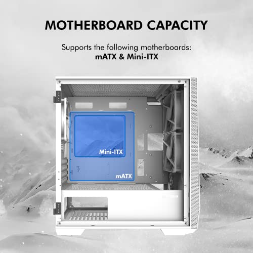 White mATX PC Case with Tempered Glass Side Panel Q85135