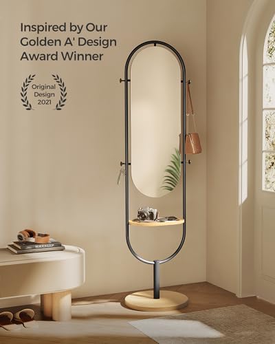 Oak Beige and Ink Black Full-Length Floor Mirror N8990