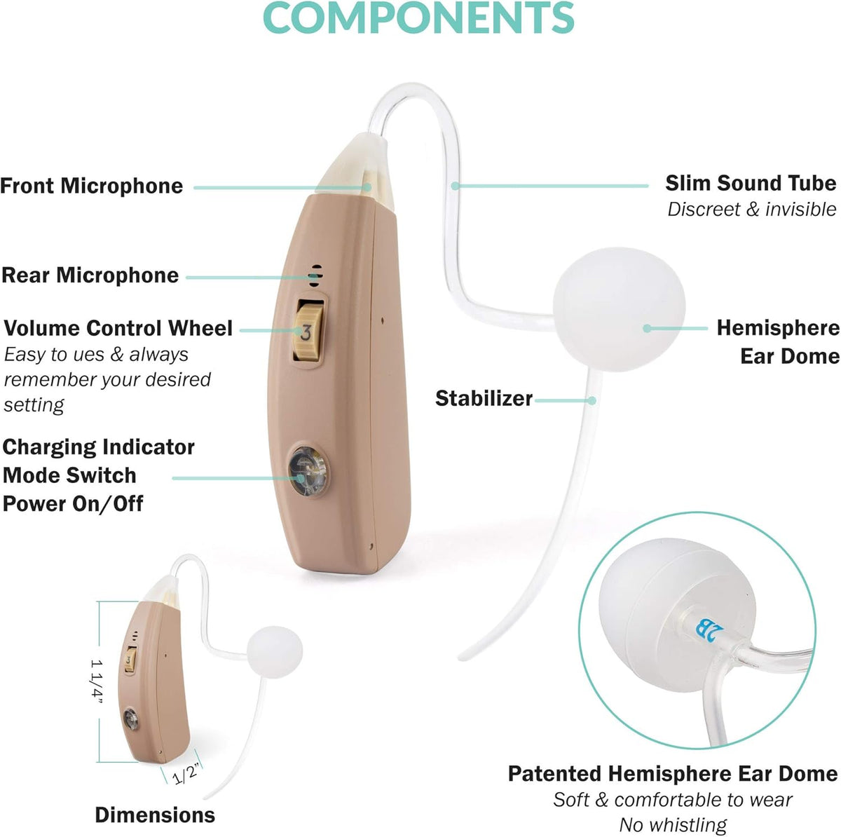Rechargeable Hearing Aids with Dual Microphone Noise Cancelling C617463