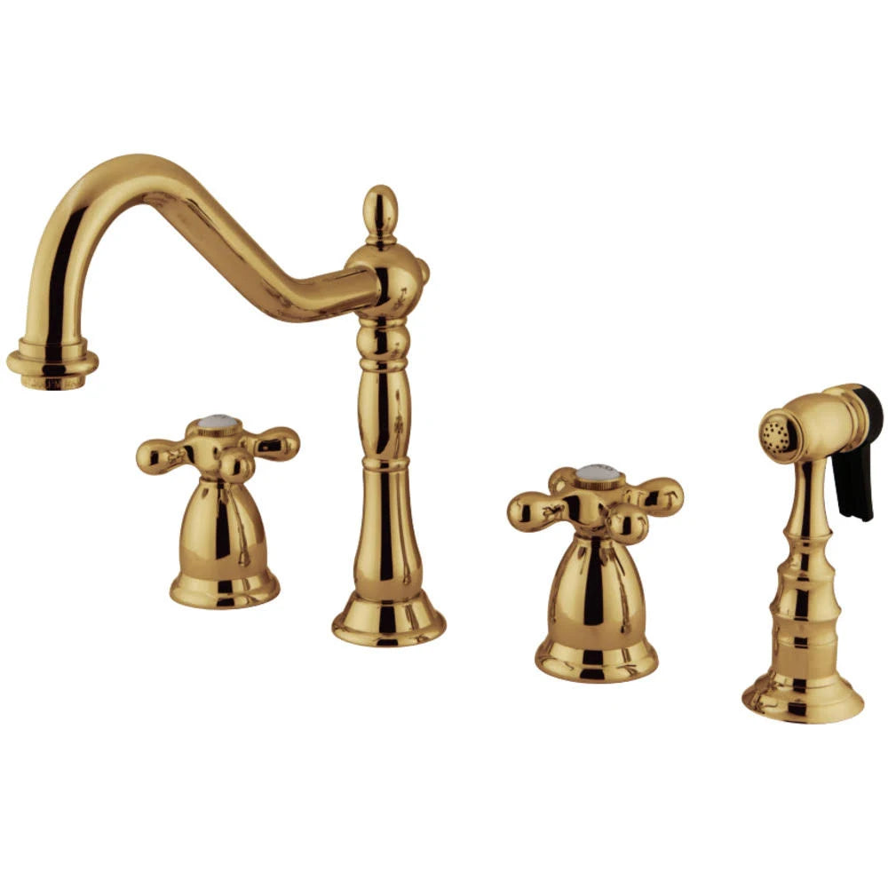 Widespread Kitchen Faucet with Handle Sprayer, Polished Brass W58843