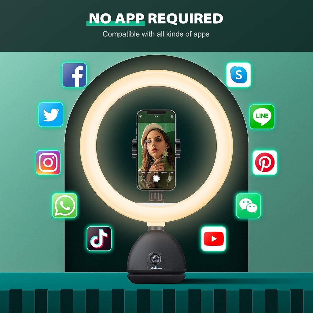 Auto Face Tracking Phone Holder with 10'' Selfie Ring Light and Tripod Stand R96946
