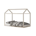 Twin Size Wooden Canopy Bed Antique Grey X356