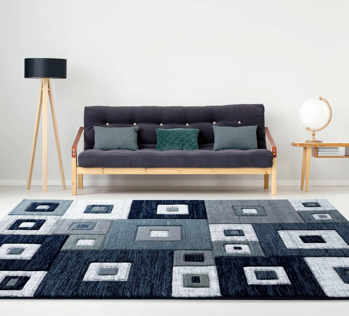 Navy Modern Geometric Accent Rug B8925