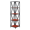 Cherry/Black Metal 5 Tier Corner Bookcase A1813