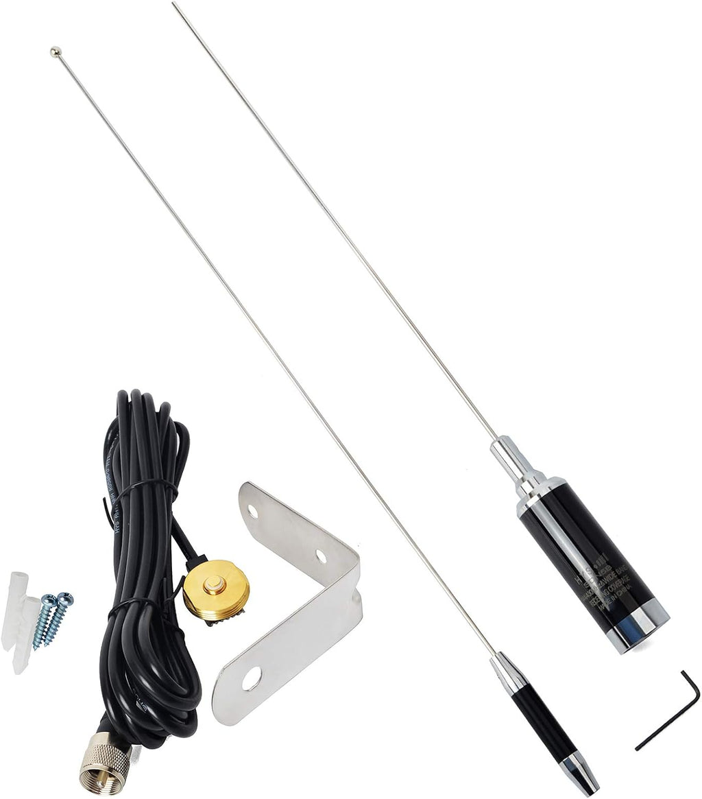 Dual-Band NMO 37.9 Inch Antenna with Stainless Steel L-Bracket & 13' RG-58 Coax Cable J5257