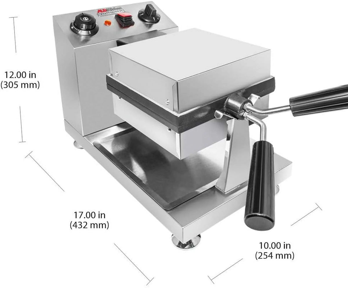 Stainless Steel Square Shaped Nonstick Egg Waffle Maker with Manual Thermostat, 1300W J247961