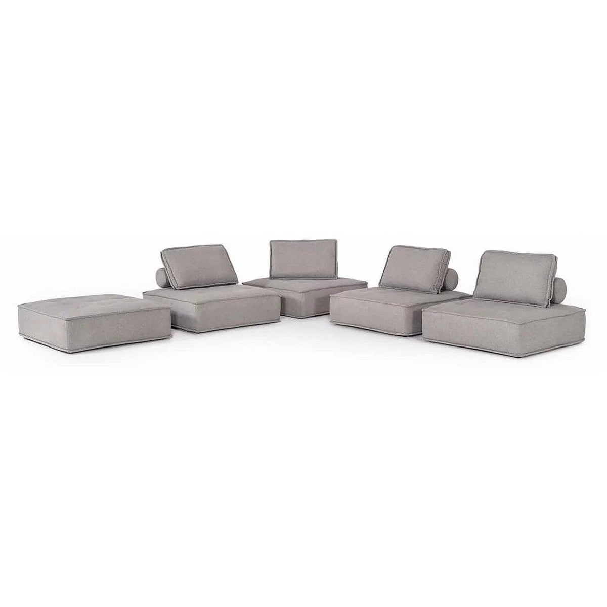 5-Piece Modern Fabric Modular Sectional Sofa in Gray S45318