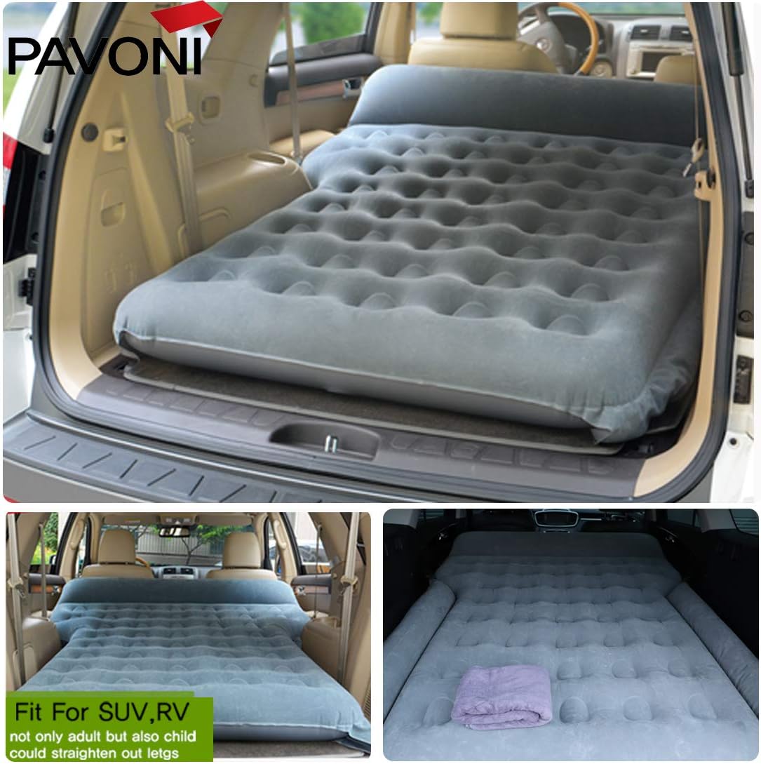 Car Inflatable Air Camping Mattress Pad with Electric Mattress Pump, Towel, Repair Patches & Storage Bag A390760