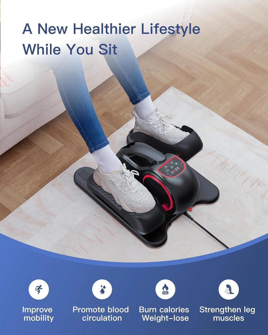 Under Desk Ellipticals Electric with Remote Control & Non-Slip Pedals H1912
