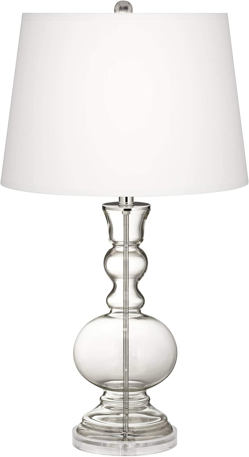 Clear Glass Apothecary Table Lamp with White Linen Drum Shade I119