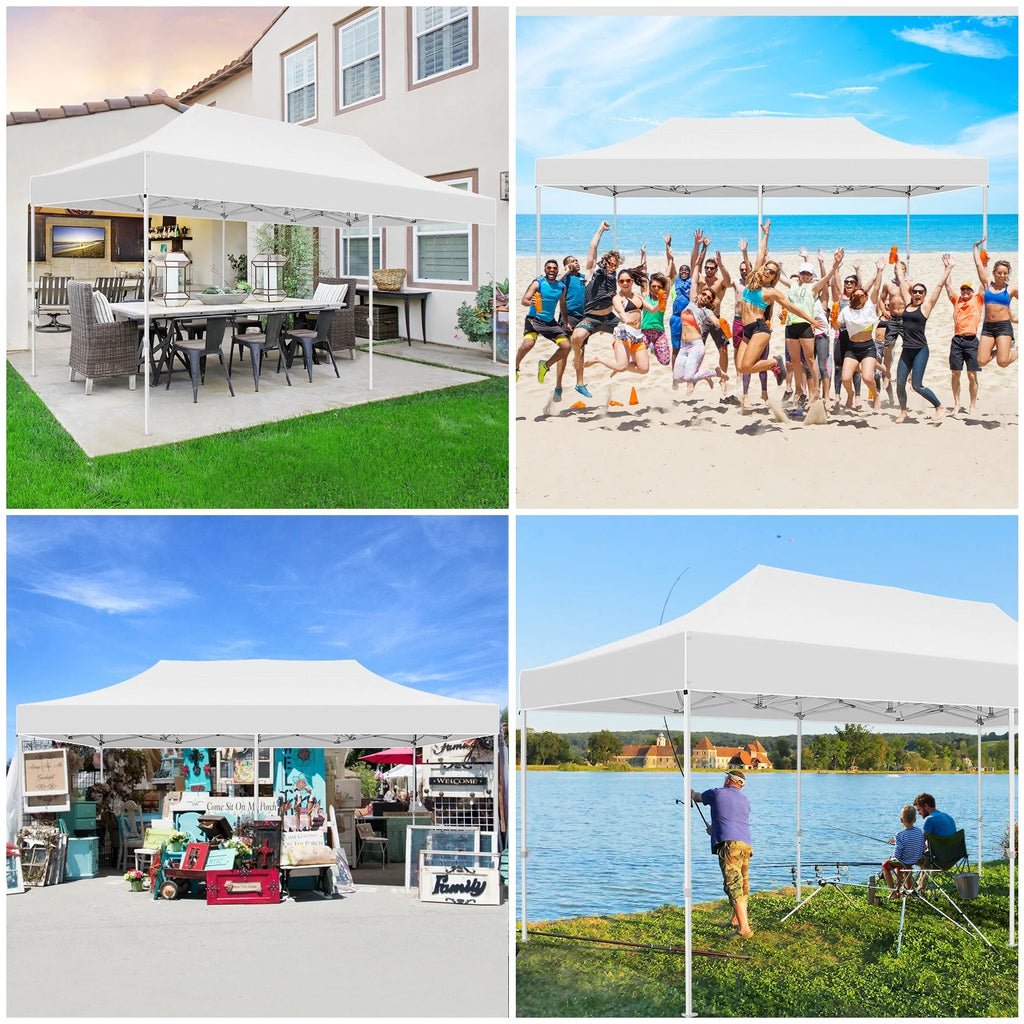 White 10'x20' Waterproof Pop Up Canopy Tent M846960