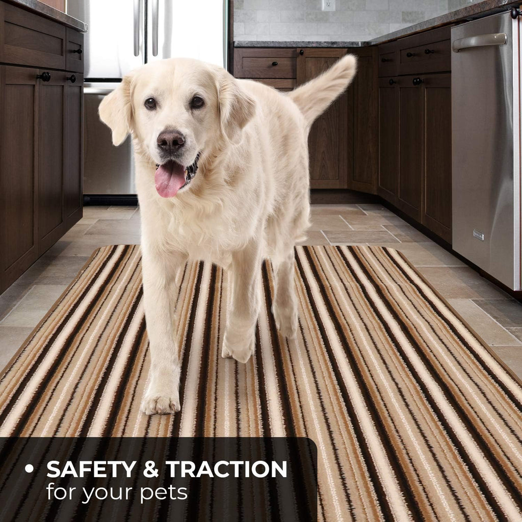 Skid-Resistant Carpet Runner Mocha Brown Stripe 18 Feet X 36 Inches U680
