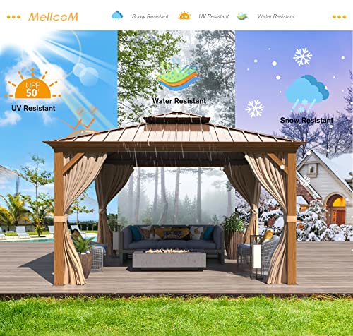 12'x16' Hardtop Gazebo with Curtains and Netting A53699
