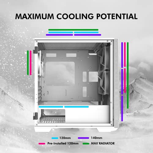 White mATX PC Case with Tempered Glass Side Panel Q85135