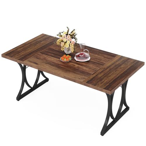 Brown Black Rectangle Dining Table R286057
