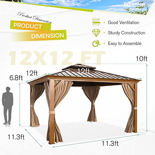 12'x16' Hardtop Gazebo with Curtains and Netting A53699