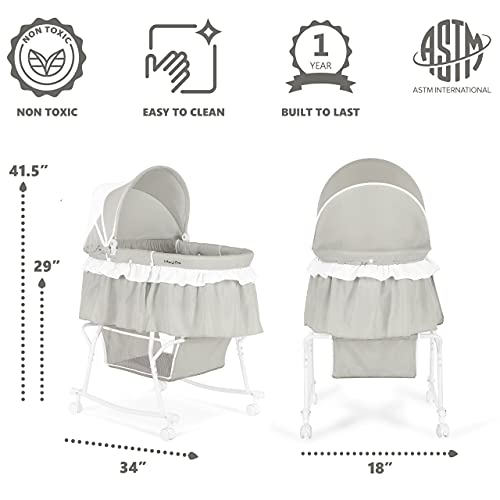Portable 2-in-1 Bassinet & Cradle in Blue and White with Storage Basket U625713