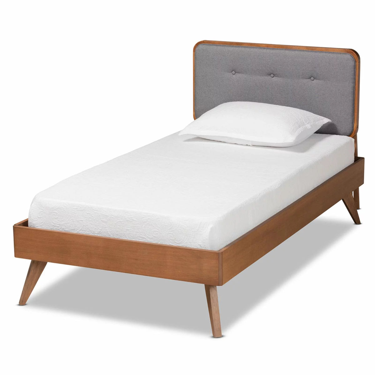 Light Grey and Brown Wood Twin Size Platform Bed D26510