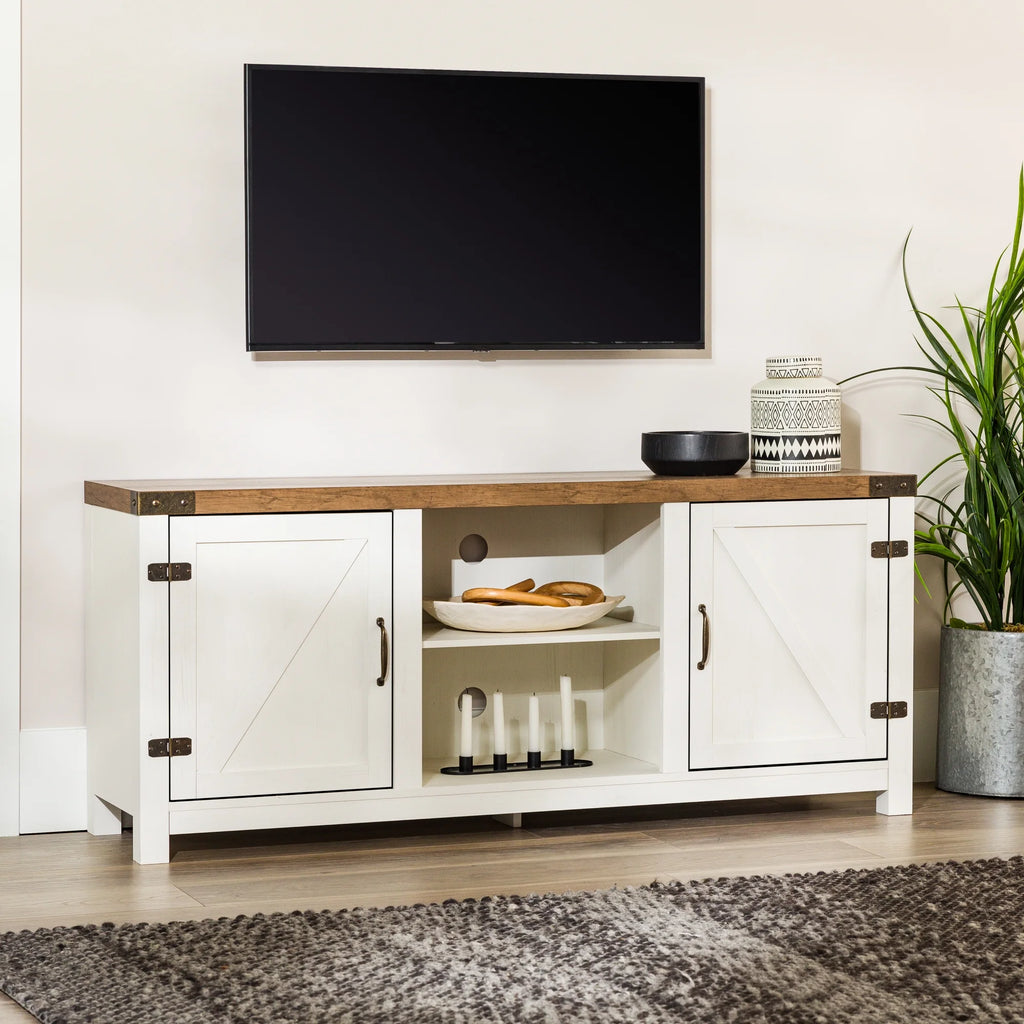 White Barn Door TV Stand Z13702