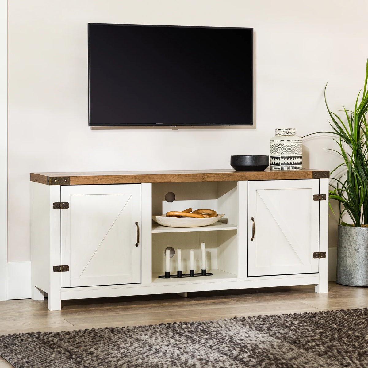 White Barn Door TV Stand Z13702
