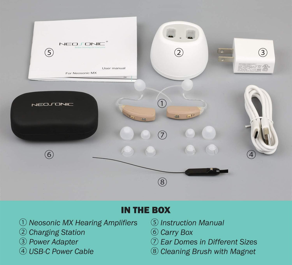 Rechargeable Hearing Aids with Dual Microphone Noise Cancelling C617463