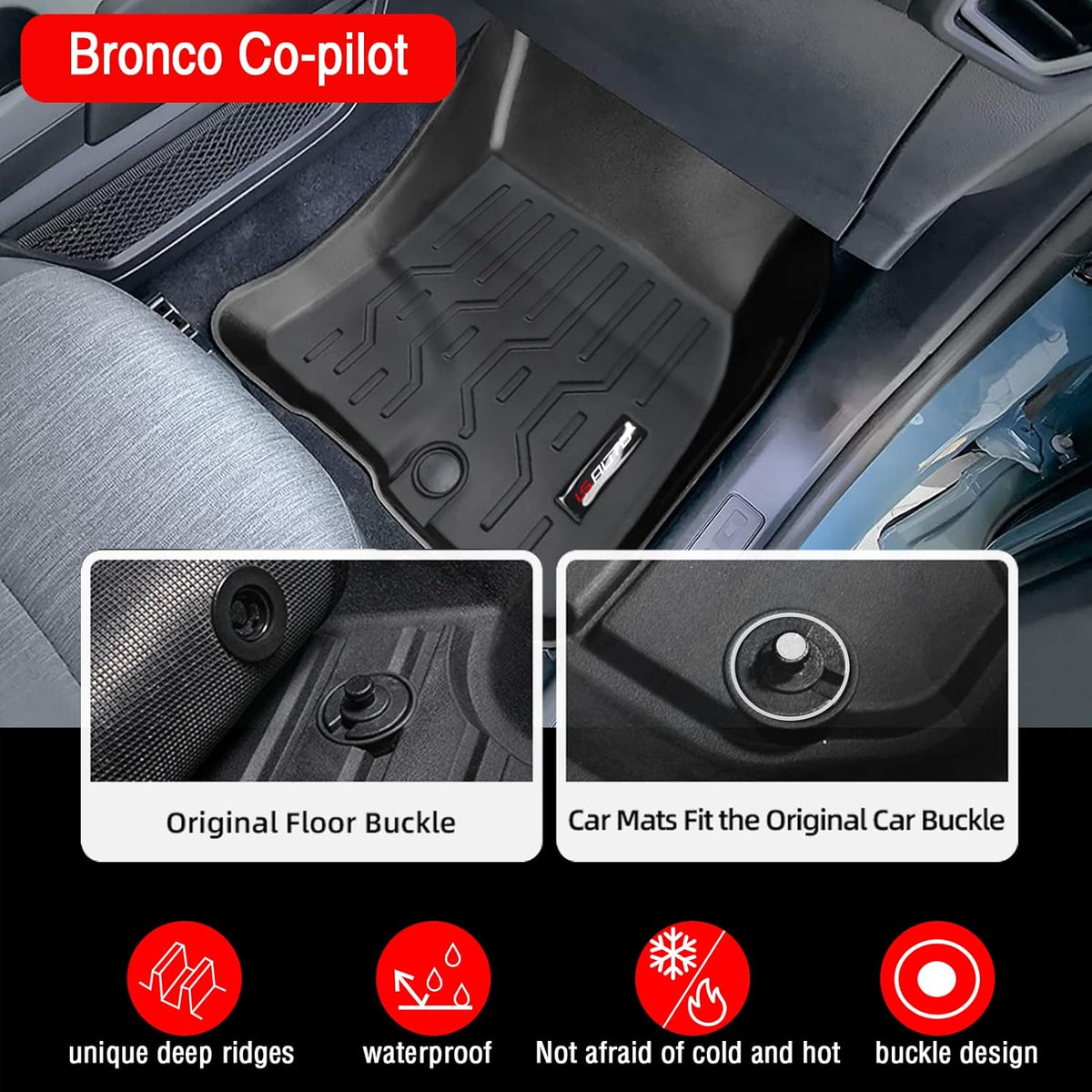 3D Design All Weather Floor Liners for 2021 2022 Ford Bronco Sport 4 Door Black L3765