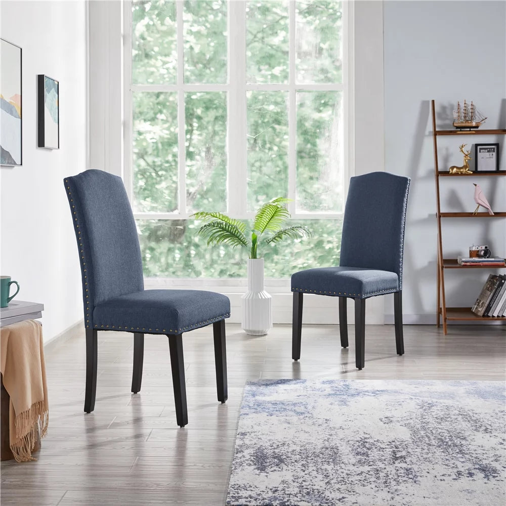 Fabric Upholstered Dining Chair Set of 2 Blue H860047