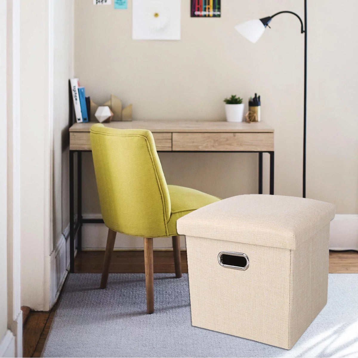 Beige Storage Ottoman Bench T8262