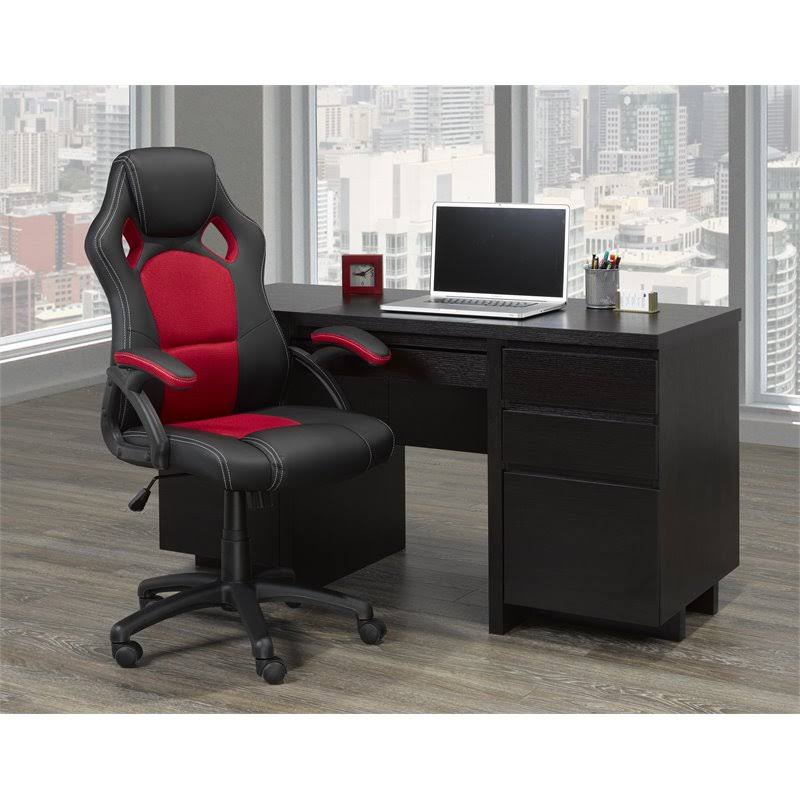 Ergonomic High-Back Executive Office Chair in Black Red I10778
