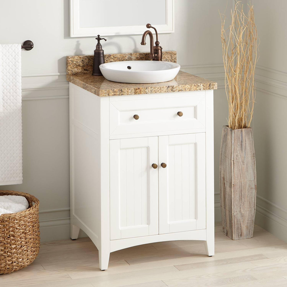 White Wood Vanity Cabinet R214761
