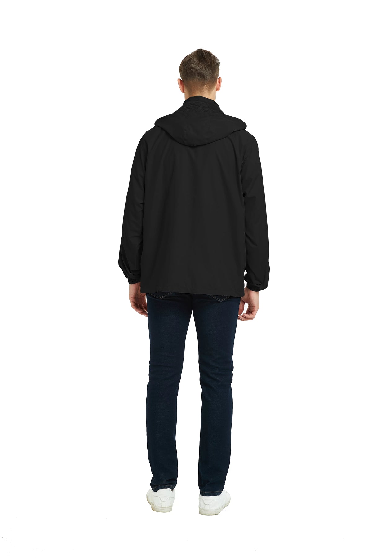 Lightweight Waterproof Hooded Rain Jacket Black XL U860315
