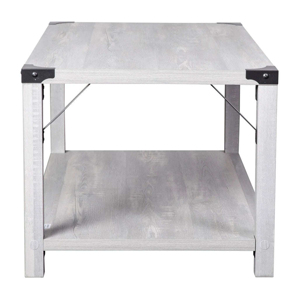 2-Tier Coffee Table with Metal Side Braces and Corner Caps Aspen Gray G3190